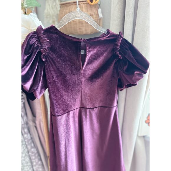 Zara Sugarplum Lush Drapey Soft Velvet Puff Slv Dress 6 - Picture 5 of 6